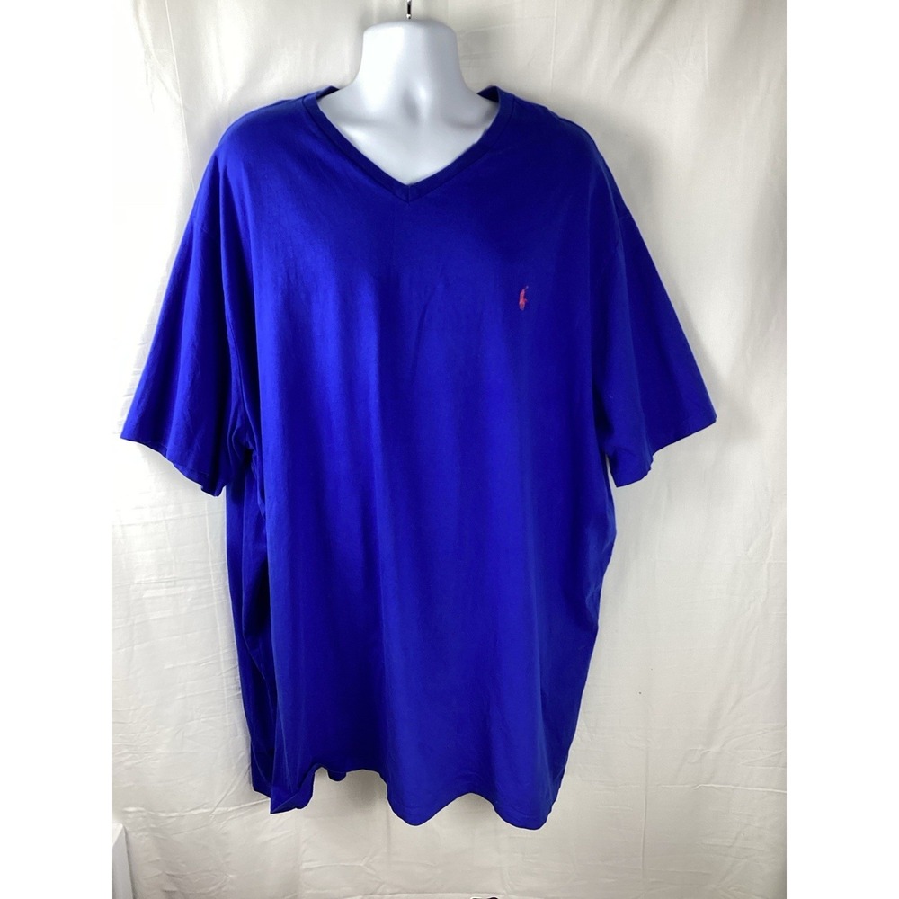 Polo Ralph Lauren T-Shirt Mens 4XLT Blue Big Tall V-Neck  Pony Cotton